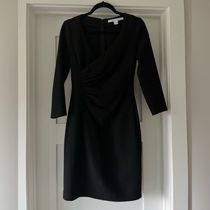 Diane Von Furstenberg black long sleeve v neck dress